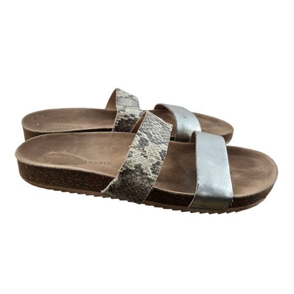 Loeffler Randall Shoes - Loeffler Randal Sandals‎ Womens 9 Slip On Cork Cream Snake Print Silver Leather